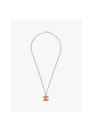 Womens Reselfridges Pre-Loved Chanel CC Gold-Plated Enamel Pendant Necklace