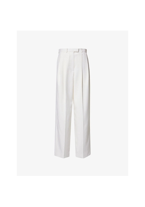 Womens Givenchy Double-Pleat Straight-Leg Wool-Blend Trousers