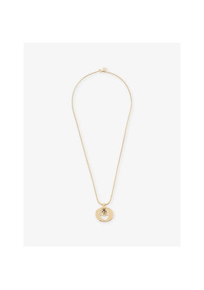 Womens Reselfridges Pre-Loved Dior Logo Oval Gold-Plated Pendant Necklace