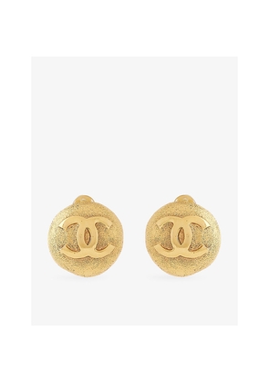 Womens Reselfridges Pre-Loved Chanel CC Round Gold-Plated Clip-On Earrings