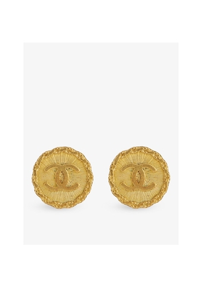 Womens Reselfridges Pre-Loved Chanel CC Gold-Plated Round Clip-On Earrings