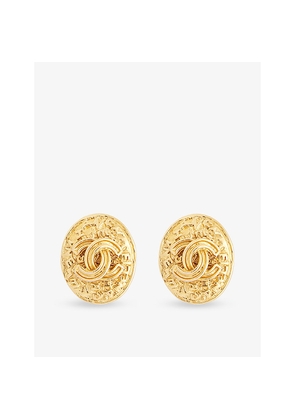 Womens Reselfridges Pre-Loved Chanel Gold-Plated CC Oval Clip-On Earrings