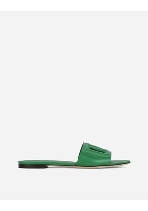 Dolce & Gabbana Calfskin Sliders - Woman Slides And Mules Green Leather 39