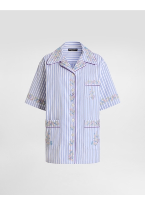 Dolce & Gabbana Cotton Shirt With Flower Embroidery - Woman Shirts And Tops Multi-colored 40