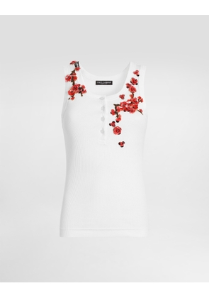 Dolce & Gabbana Ribbed Tank Top - Woman Collection White Cotton 42