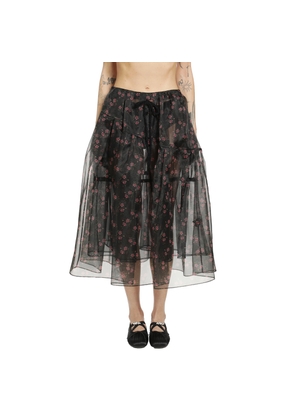Sheer Overlay Long Flounce Skirt