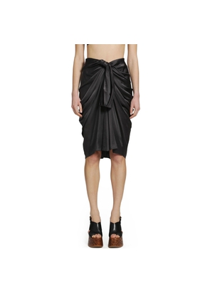 Draped Silk Satin Midi Skirt