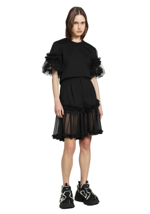 Ruffled Tulle And Wool Shorts