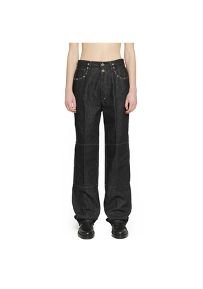 High-Waisted Straight Pants with Studs