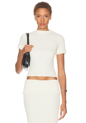 SAME Ribbed Knit Top in Cream - Cream. Size M (also in ).