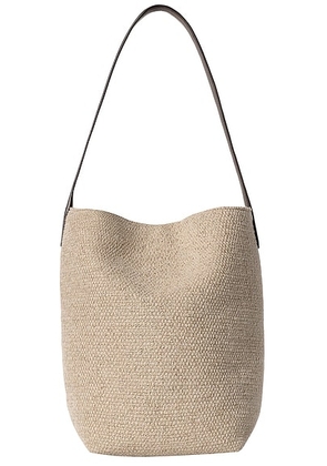 The Row Park Two North South Canvas Medium Tote Bag in Shell & Deep Brown ANS - Brown. Size all.