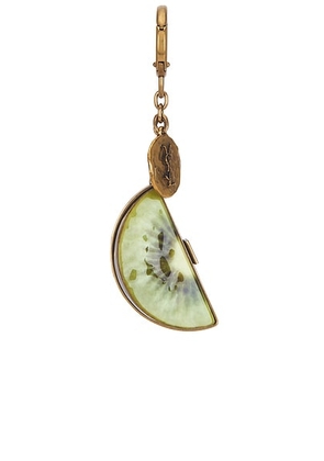 Saint Laurent Kiwi Keychain in Kiwi - Metallic Gold,Green. Size all.