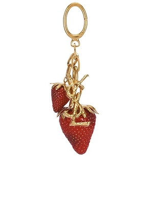 Saint Laurent Porte Clefs Fraises Charm in Or 3N Patine  Rouge  & V - Red,Metallic Gold. Size all.