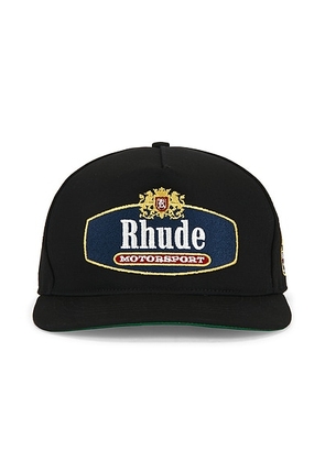 Rhude Racing Crest Hat in Black & Navy - Black. Size all.