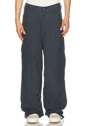 Rhude Linen Parachute Pant in Navy - Navy. Size L (also in M, S, XL/1X, XXL/2X).