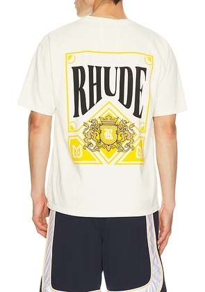 Rhude Playing Card Tee in Vintage White & Yellow - White. Size L (also in M, S, XL/1X, XXL/2X).