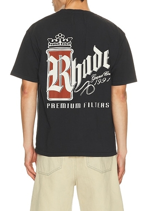 Rhude Fumar 91 Tee in Vintage Black  White  & Red - Black. Size L (also in M, S, XL/1X, XXL/2X).