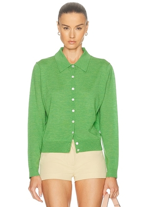 Sandy Liang Ley Cardigan in Heather Green - Green. Size L (also in XS).