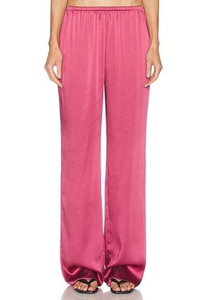 SEROYA Lillian Satin Pant in Sangria - Pink. Size L (also in M, S, XS).
