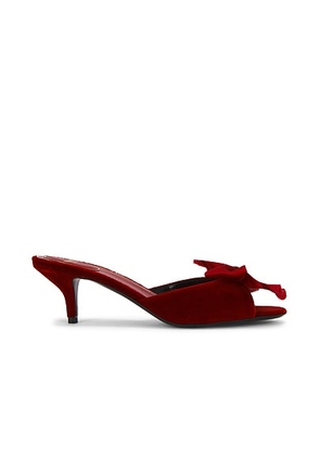 Valentino Garavani VG Marie Velluto Bow 55 Mule in Rosso V - Red. Size 36 (also in 36.5, 37, 37.5, 38.5, 39, 39.5, 41).