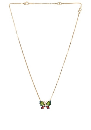 Valentino Garavani Vouloirvoler Butterfly Necklace in Oro & Multicolor - Metallic Gold,Green. Size all.