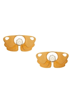 Valentino Garavani Pages Earrings in Antique Brass Dark & Crystal - Metallic Gold. Size all.