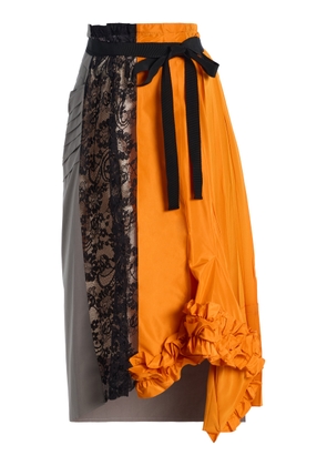 Prada Mixed-Media Midi Wrap Skirt - Moda Operandi