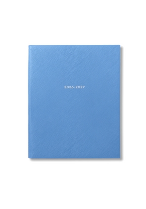 Smythson 2026-2027 Portobello Weekly Vertical Diary In Panama In Nile Blue