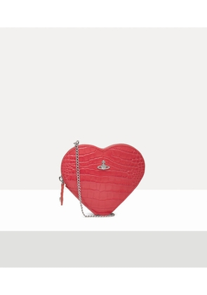 Vivienne Westwood Heart Crossbody Emboss Croc Leather Coral