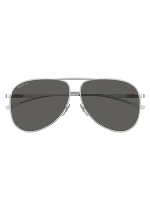 Gucci Grey Pilot Mens Sunglasses GG1677S 001 62