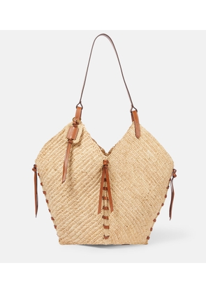 Isabel Marant Tampa leather-trimmed raffia shoulder bag