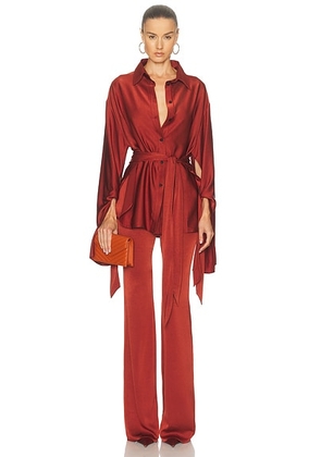 Atlein Oversize Knot Shirt in Brique - Rust. Size 36 (also in 40).