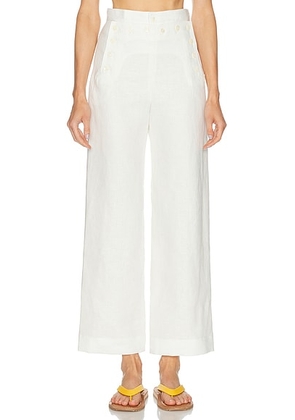 BODE Linen Sailor Trousers in White - White. Size 25 (also in 26, 27, 28, 29).