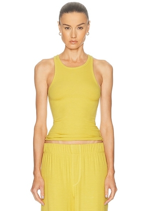 Eterne High Neck Fitted Tank Top in Saffron - Mustard. Size L (also in M, S, XL, XS).