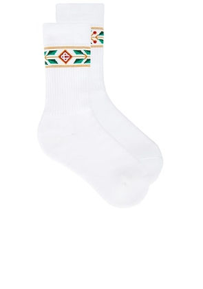 Casablanca Laurel Ribbed Sport Sock in Laurel - White. Size L (also in M, S).