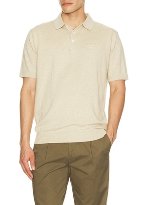 Barbour Muston Linen Blend Knitted Polo in Washed Stone - Grey. Size L (also in M, S, XL/1X).