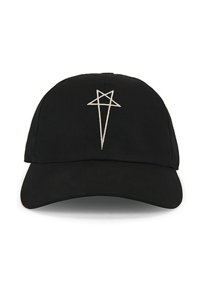 DRKSHDW by Rick Owens Pentagram Baseball Cap in Black & Pearl - Black. Size L (also in M, S).