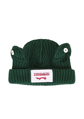 Charles Jeffrey LOVERBOY Chunky Frog Beanie in Green - Dark Green. Size all.