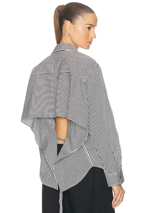 AGOLDE Theo Shirt in Solene Stripe - Black,White. Size L (also in M, S, XL, XS).