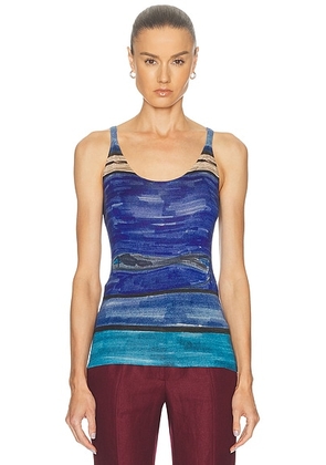 Gabriela Hearst Ecliptor Tank Top in Water Multi - Blue. Size L (also in M, S).