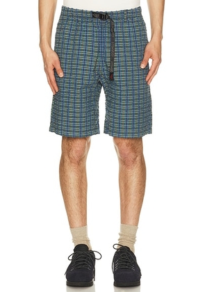 Gramicci O.G. G-Short Seersucker Plaid in Multi Stripe - Blue. Size L (also in M, S, XL/1X).
