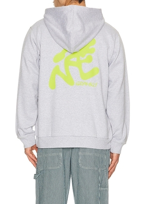 Gramicci Running Man Hooded Sweatshirt in Heather Grey - Light Grey. Size L (also in M, S, XL/1X).