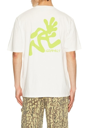 Gramicci Running Man Tee in White - White. Size L (also in M, S, XL/1X).