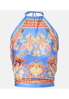 Etro Halterneck printed silk top