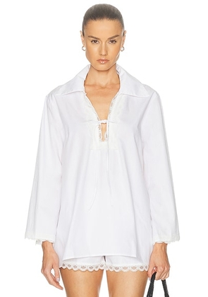 Juillet Abigail Top in White - White. Size L (also in M, S, XS).