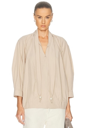 Lemaire Scarf Blouse in Greige - Beige. Size 34 (also in 36, 38, 40).