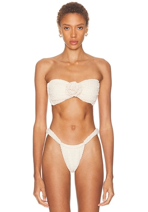 Montce x Elsa Hosk Rosa Bandeau Bikini Top in Amalia Texture - Beige. Size XL (also in L, M, S, XS).