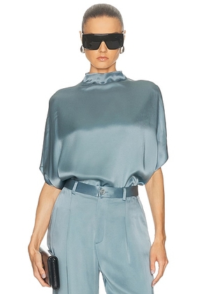 Lapointe Satin Cape Tee in Light Slate - Blue. Size L (also in M, S, XS).