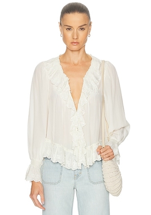 LoveShackFancy Avee Top in Cream - Cream. Size L (also in M, S).