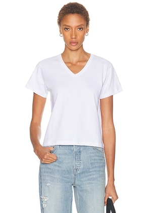 LESET Margo V Neck Tee in White - White. Size M (also in ).